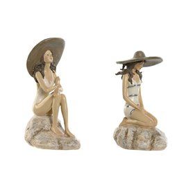 Figurine Décorative Home ESPRIT Blanc Beige Femme méditerranéen 12 x 8