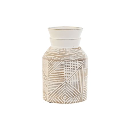 Vase Home ESPRIT Blanc Naturel Bois de manguier Colonial 15 x 15 x 38 cm