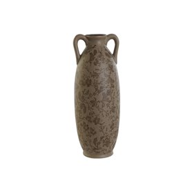 Vase Home ESPRIT Marron Vert Grès Feuille d'une plante 13 x 13 x 35 cm