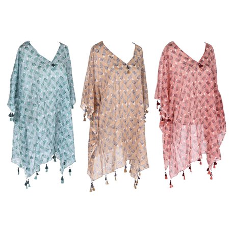 Paréo Home ESPRIT Marron Turquoise Corail (3 Unités)