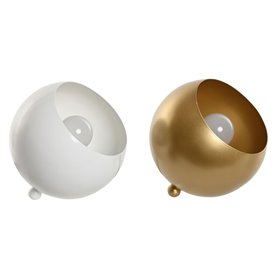 Lampe de bureau Home ESPRIT Blanc Doré Métal 50 W 220 V 15 x 15 x 15 cm (2 Unités)
