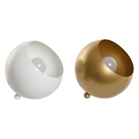 Lampe de bureau Home ESPRIT Blanc Doré Métal 50 W 220 V 15 x 15 x 15 cm (2 Unités)