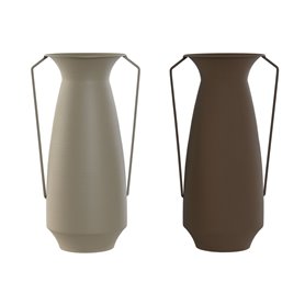 Vase Home ESPRIT Marron Beige Métal 25 x 25 x 44 cm (2 Unités)