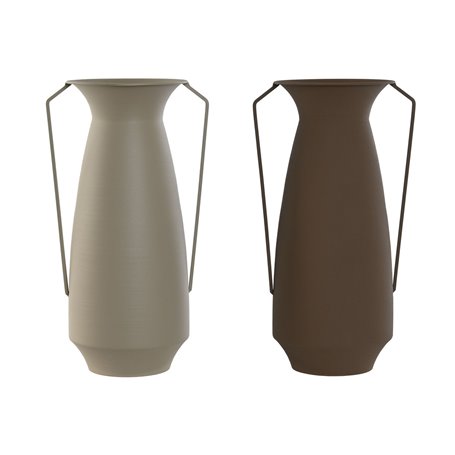 Vase Home ESPRIT Marron Beige Métal 25 x 25 x 44 cm (2 Unités)