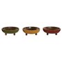 Centre de Table Home ESPRIT Jaune Vert Corail Colonial 25 x 25 x 9 cm (3 Unités)