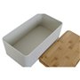 Corbeille à Pain Home ESPRIT Blanc Beige Métal Acacia 33 x 18 x 12 cm (2 Unités)