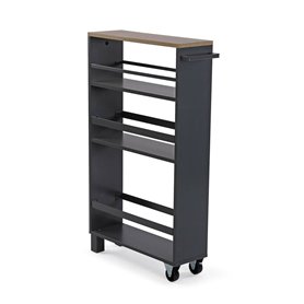 Chariot de Cuisine Versa Gris foncé Métal Bois MDF 15 x 79 x 50 cm