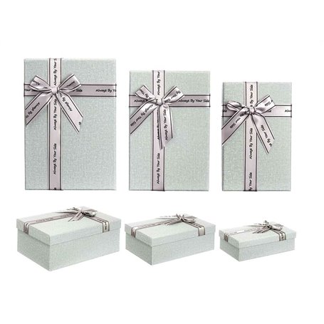 Set de boîtes décoratives Gris foncé Carton Lien 3 Pièces