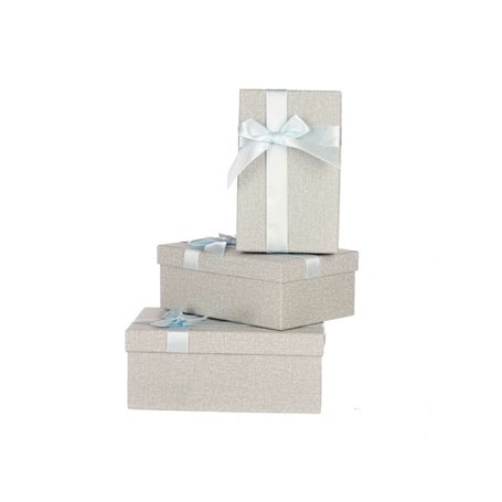 Set de boîtes décoratives Gris clair Carton Lien 3 Pièces