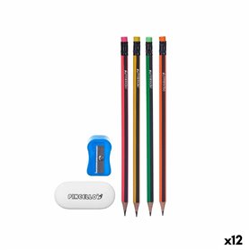 Ensemble de Crayons Taille-crayon Gomme (12 Unités)