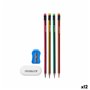 Ensemble de Crayons Taille-crayon Gomme (12 Unités)