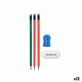 Ensemble de Crayons Taille-crayon Gomme (12 Unités)