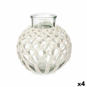 Vase Blanc Tissu verre 25 x 26