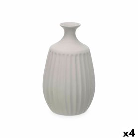 Vase Gris Céramique 19 x 31 x 19 cm (4 Unités) Rayures