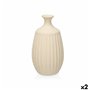 Vase Beige Céramique 21 x 39 x 21 cm (2 Unités) Rayures