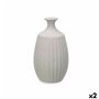 Vase Gris Céramique 21 x 39 x 21 cm (2 Unités) Rayures