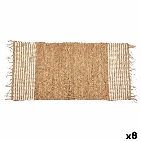 Tapis Noir Naturel Rayures 70 x 1 x 140 cm (8 Unités)