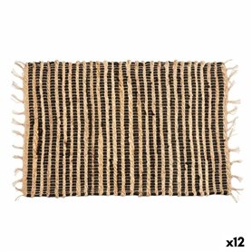 Tapis Noir Naturel Rayures 60 x 1 x 90 cm (12 Unités)