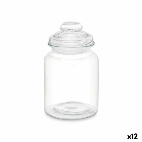 Bocal Transparent verre 900 ml (12 Unités) Avec couvercle