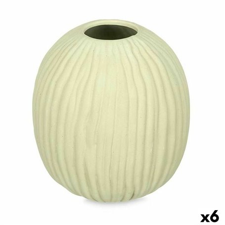 Vase Vert Dolomite 15 x 18 x 15 cm (6 Unités) Sphère Rayures