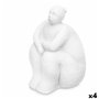 Figurine Décorative Blanc Dolomite 18 x 30 x 19 cm (4 Unités) Femme Assis