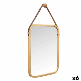 Miroir suspendu Naturel Cuir Bambou Rectangulaire 34 x 41