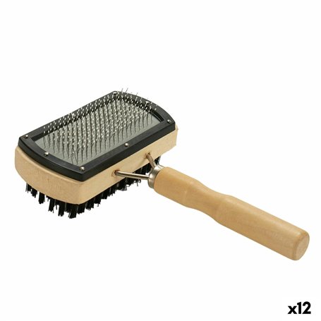 Brosse pour Chiens Marron Gris 10 x 17 x 5 cm Double (12 Unités)