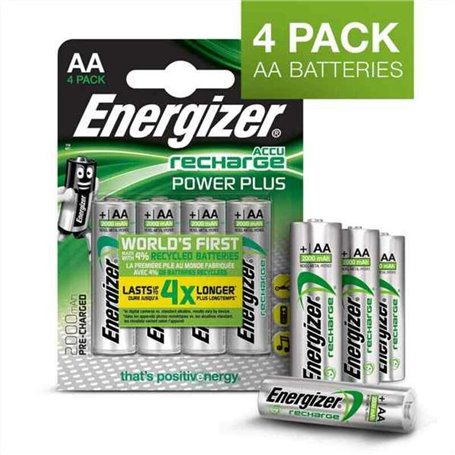 Piles Rechargeables Energizer Accu Recharge Power Plus 2000 AA BP4 1