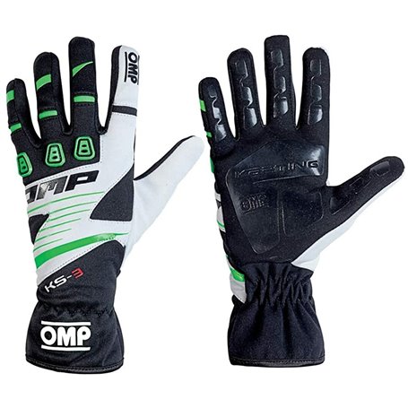 Gants de karting OMP KS-3 MY2018 XXS kart Blanc Noir Vert