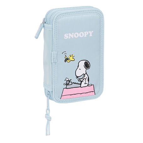 Trousse Scolaire avec Accessoires Snoopy Imagine Bleu 12.5 x 19.5 x 4 cm (28 Pièces)