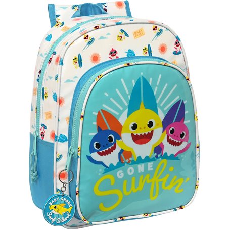 Cartable Baby Shark Surfing Bleu Blanc 26 x 34 x 11 cm