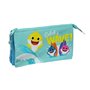 Trousse Fourre-Tout Double Baby Shark Surfing Bleu Blanc 22 x 12 x 3 cm