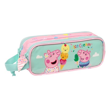 Trousse Fourre-Tout Double Peppa Pig Ice cream Rose Menthe 21 x 8 x 6 cm