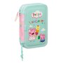 Plumier double Peppa Pig Ice cream Rose Menthe 12.5 x 19.5 x 4 cm (28 Pièces)