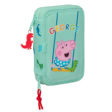 Plumier double Peppa Pig George Menthe 12.5 x 19.5 x 4 cm (28 Pièces)