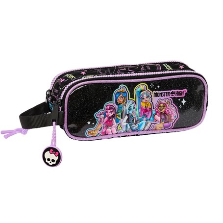 Trousse Fourre-Tout Triple Monster High Noir 21 x 8 x 6 cm