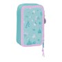 Pochette à crayons triple Frozen Hello spring Bleu clair 12.5 x 19.5 x 5.5 cm (36 Pièces)