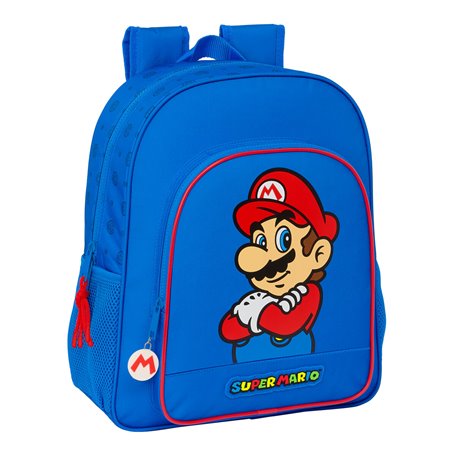 Cartable Super Mario Play Bleu Rouge 32 X 38 X 12 cm