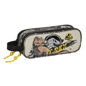 Trousse Fourre-Tout Double Jurassic World Warning Gris 21 x 8 x 6 cm