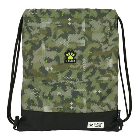 Sac à dos serré par des ficelles Kelme Travel Noir Vert 35 x 40 x 1 cm