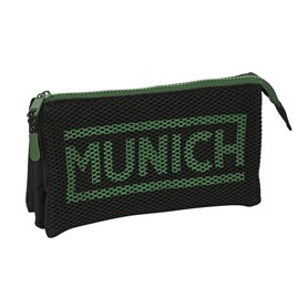 Trousse Fourre-Tout Triple Munich Caviar Noir 22 x 12 x 3 cm