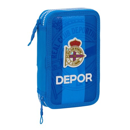 Plumier double R. C. Deportivo de La Coruña Bleu 12.5 x 19.5 x 4 cm (28 Pièces)