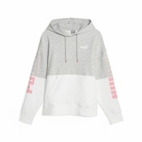 Sweat à capuche femme Puma Power Colorblock Blanc Gris