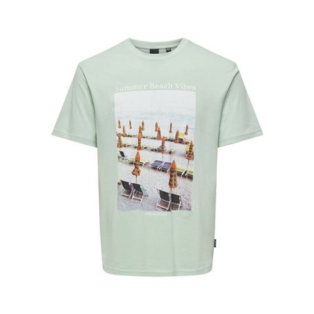 T-shirt à manches courtes homme Only & Sons Onskolton Reg Beach Surf Vert