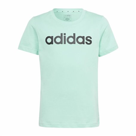 T shirt à manches courtes Enfant Adidas Linear Logo Vert Aigue marine