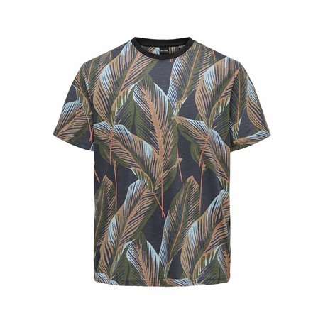 T-shirt à manches courtes homme Only & Sons Onskobe Reg Banana Leaf Noir