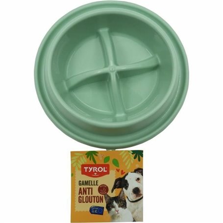 Gamelle à Alimentation Lente pour Animaux de Compagnie Tyrol Vert Plastique Ø 15 cm 500 ml