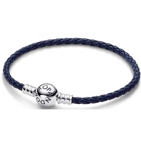 Bracelet Femme Pandora ROUND CLASP BLUE BRAIDED LEATHER BRACELET