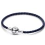 Bracelet Femme Pandora ROUND CLASP BLUE BRAIDED LEATHER BRACELET