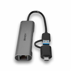 Lindy 43379 hub & concentrateur USB 3.2 Gen 1 (3.1 Gen 1) Type-A + Type-C 5000 Mbit/s Gris